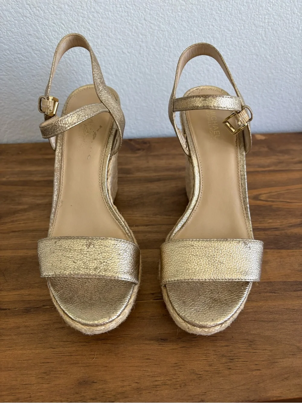 Michael Kors Metallic Gold Wedge Sandals - Women